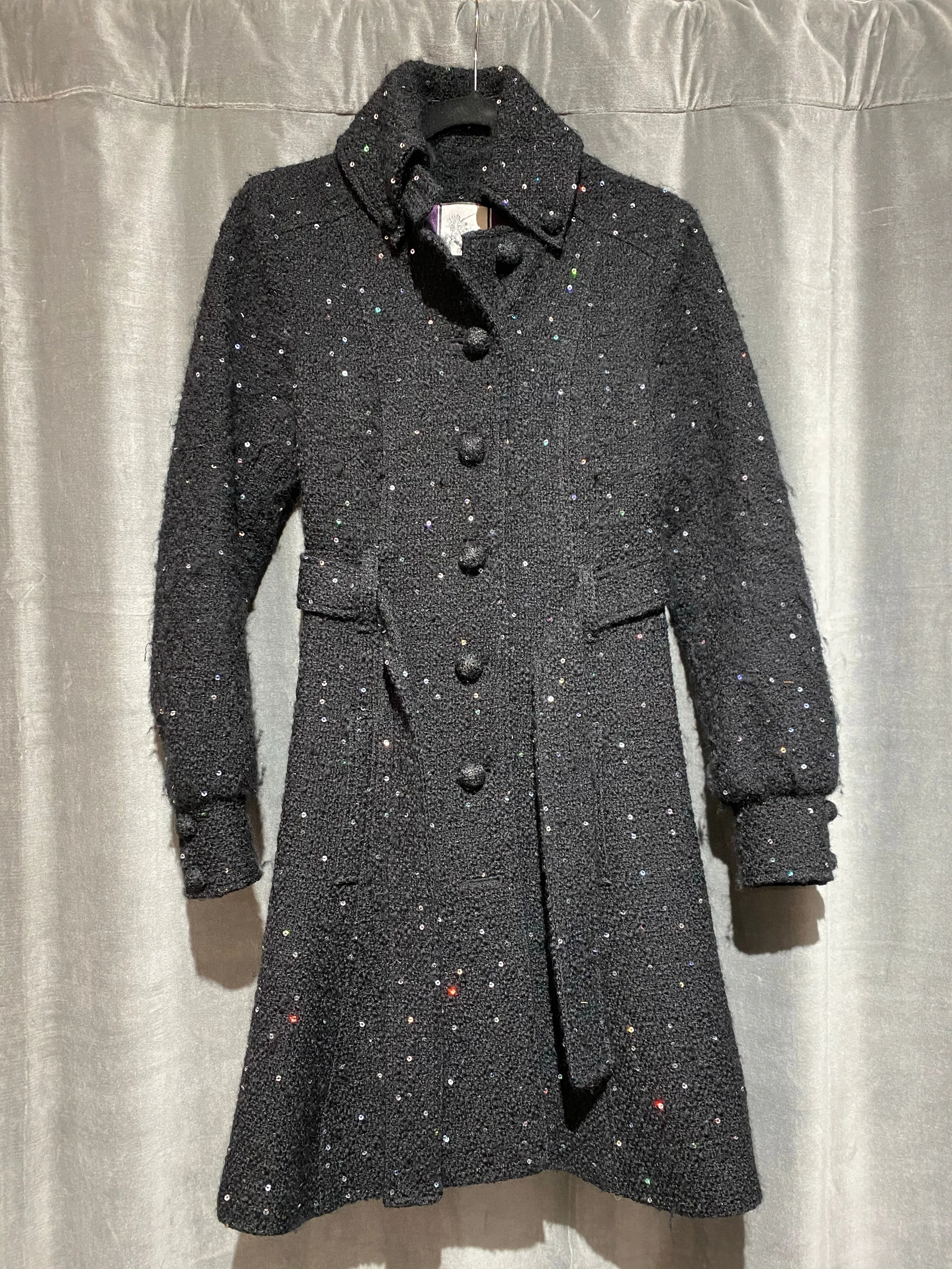 Ni Search Paris Black Coat with Silver/Iridescent Sequins