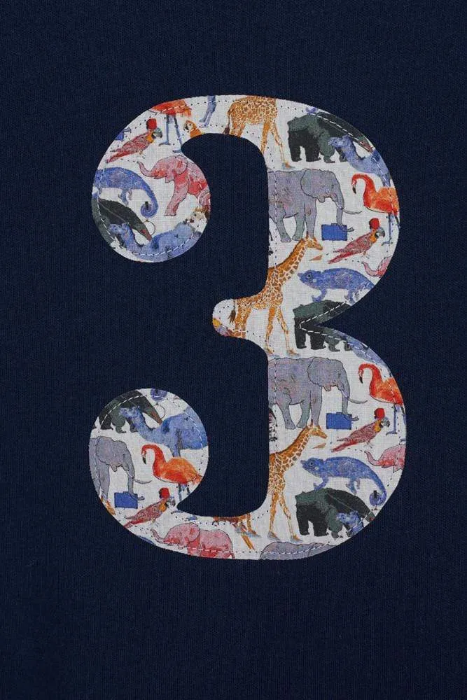 Number Navy T-Shirt in Queue for the Zoo Liberty Print