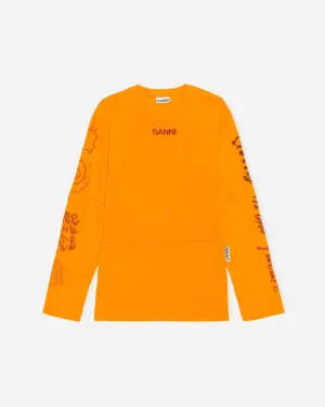 O-neck Dropped Shoulder Long Sleeve - Bright Marigold