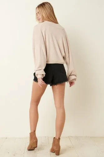 Oatmeal. Brushed Hacci Ribbed Shrug