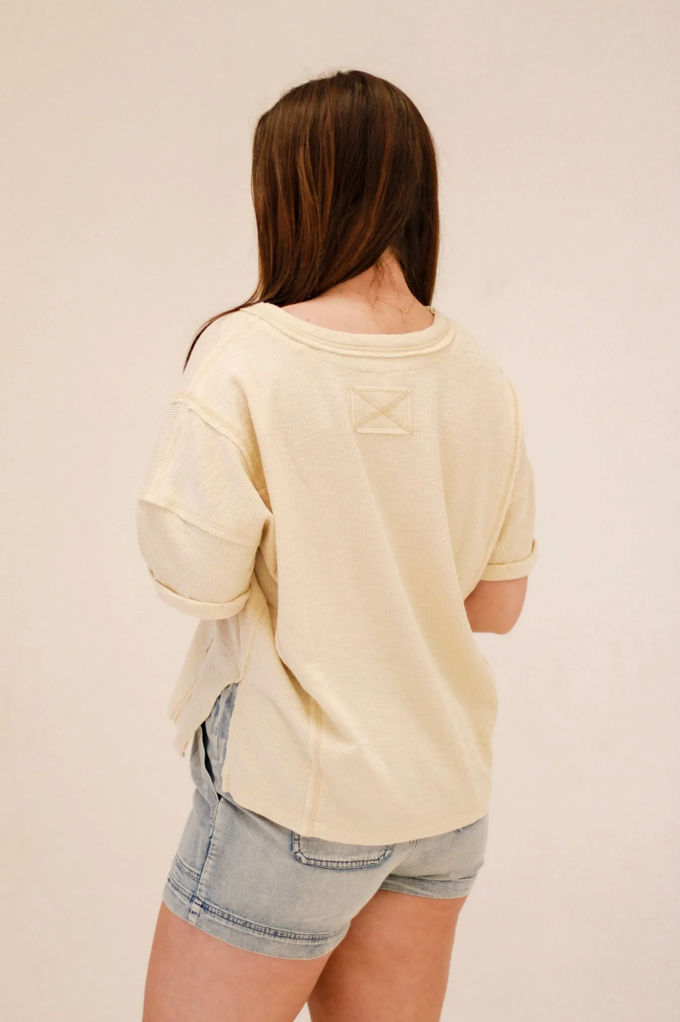 On the Edge Ribbed Top in Cream
