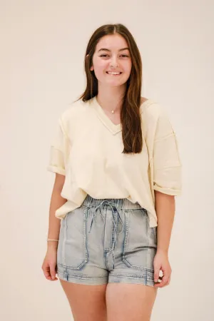 On the Edge Ribbed Top in Cream