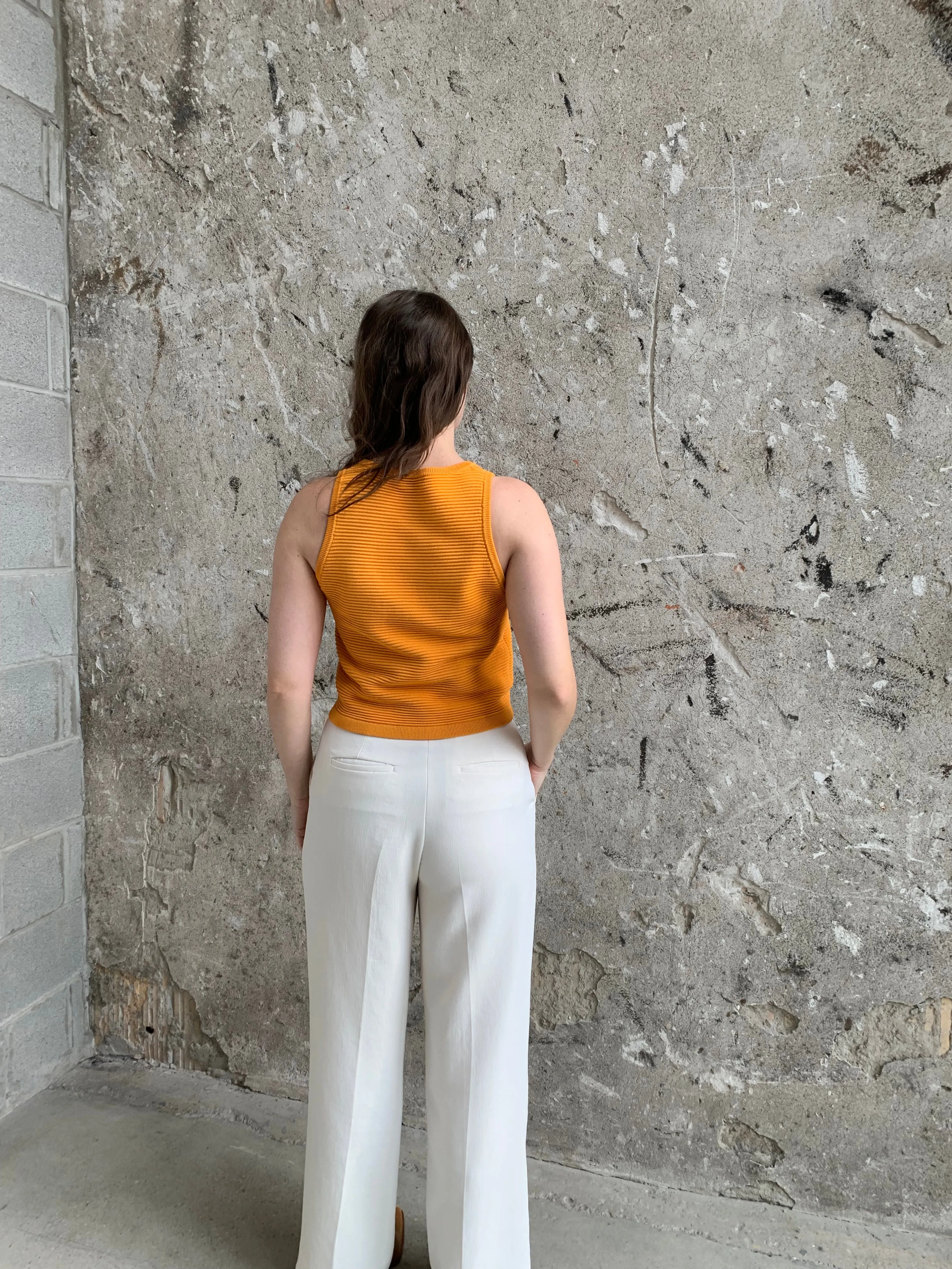 orange ribbed top