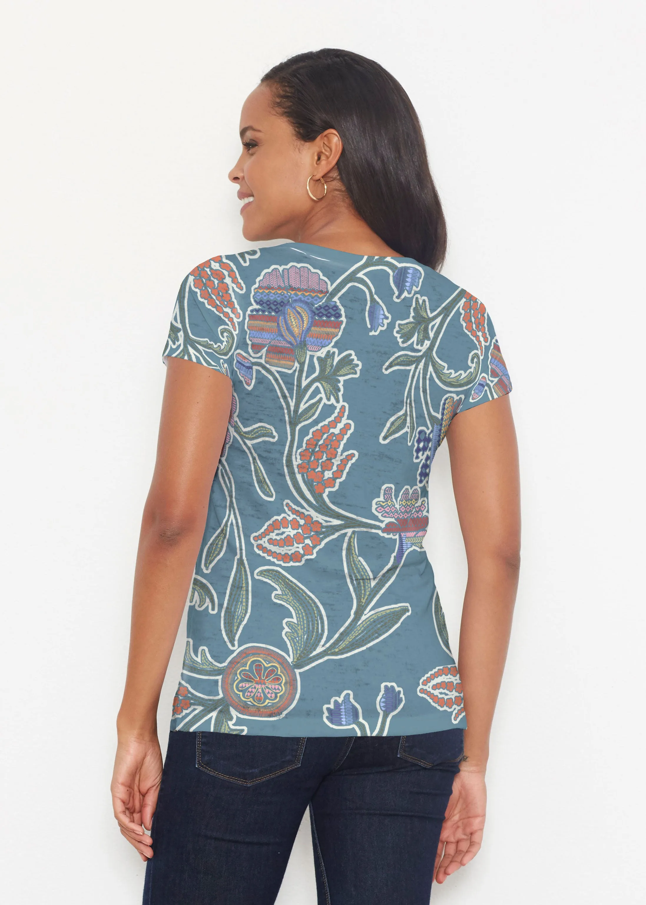 Patterns At Play Blue (7827) ~ Signature Short Sleeve Scoop Shirt
