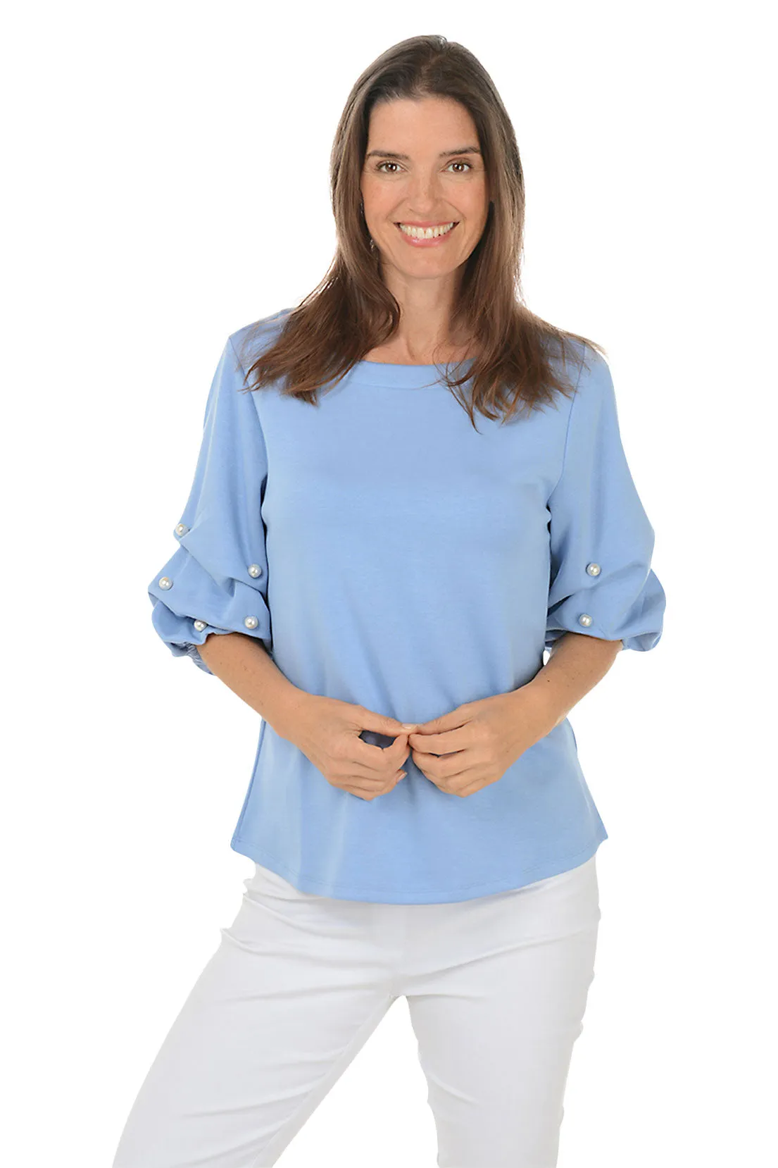 Pearl Gathered Elbow Sleeve Top