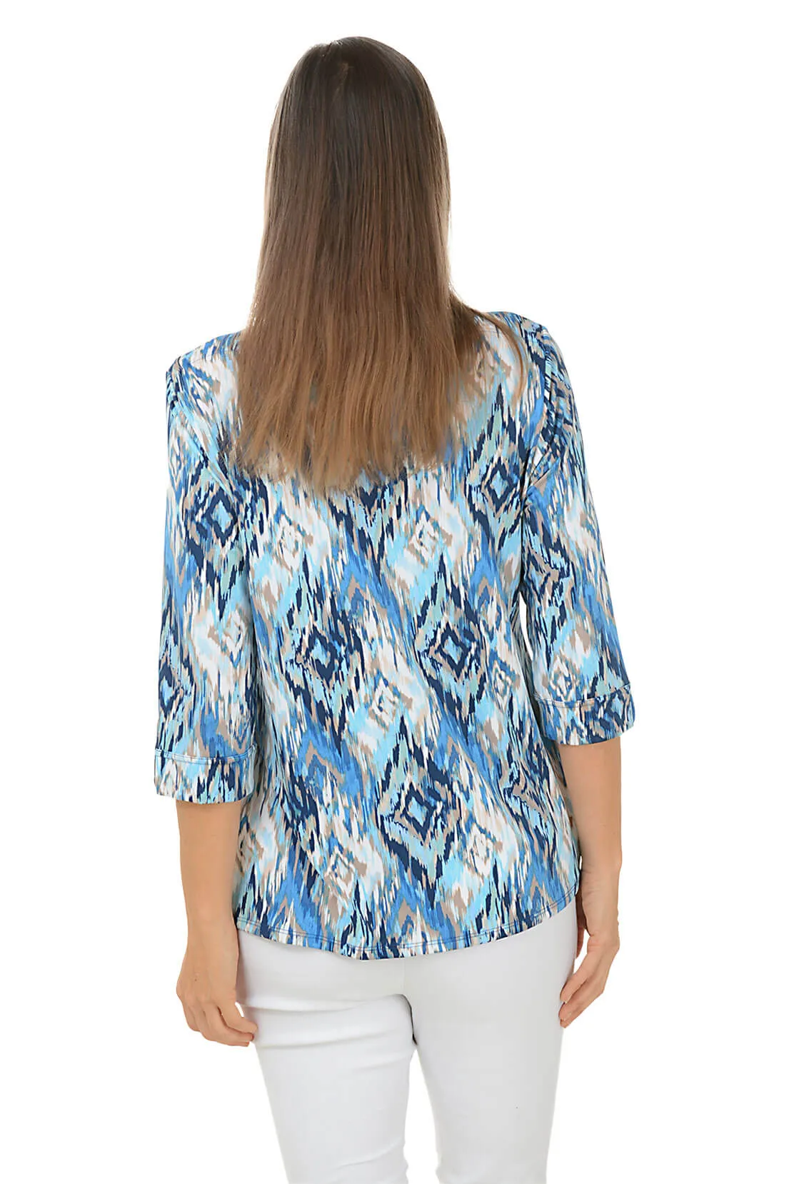 Petite Diamonds Button Cuff Knit Top