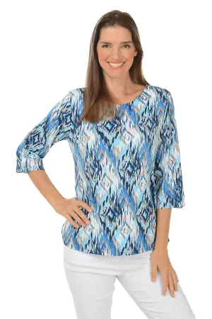Petite Diamonds Button Cuff Knit Top