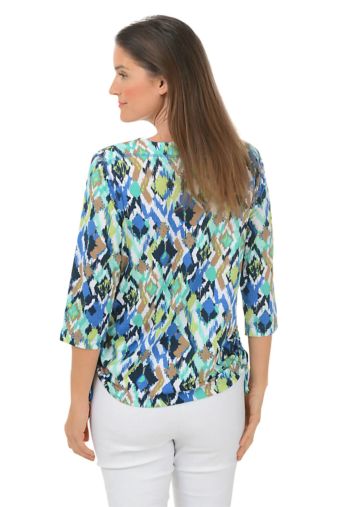 Petite Sea Nymph Ikat Side Shirred Top
