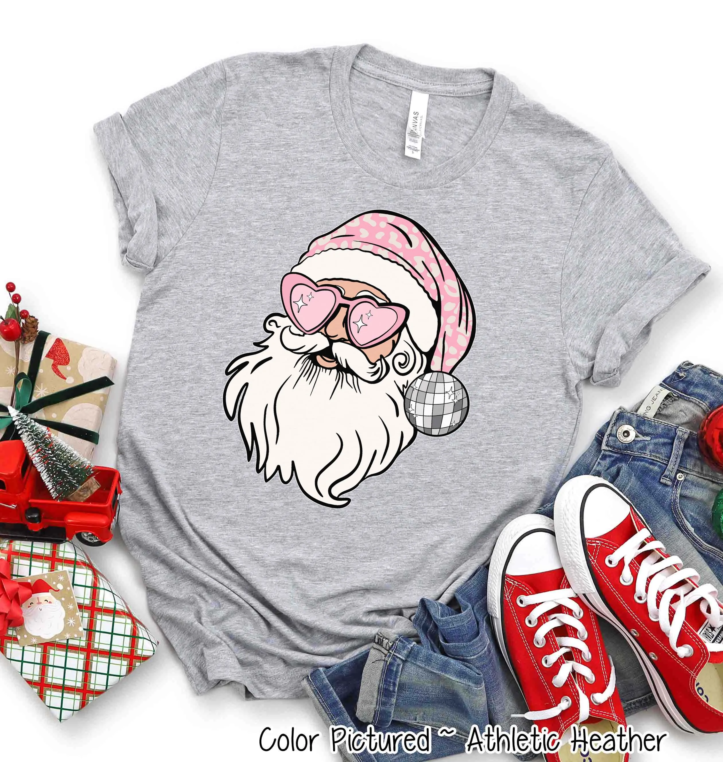 Pink Disco Santa Christmas Tee or Sweatshirt