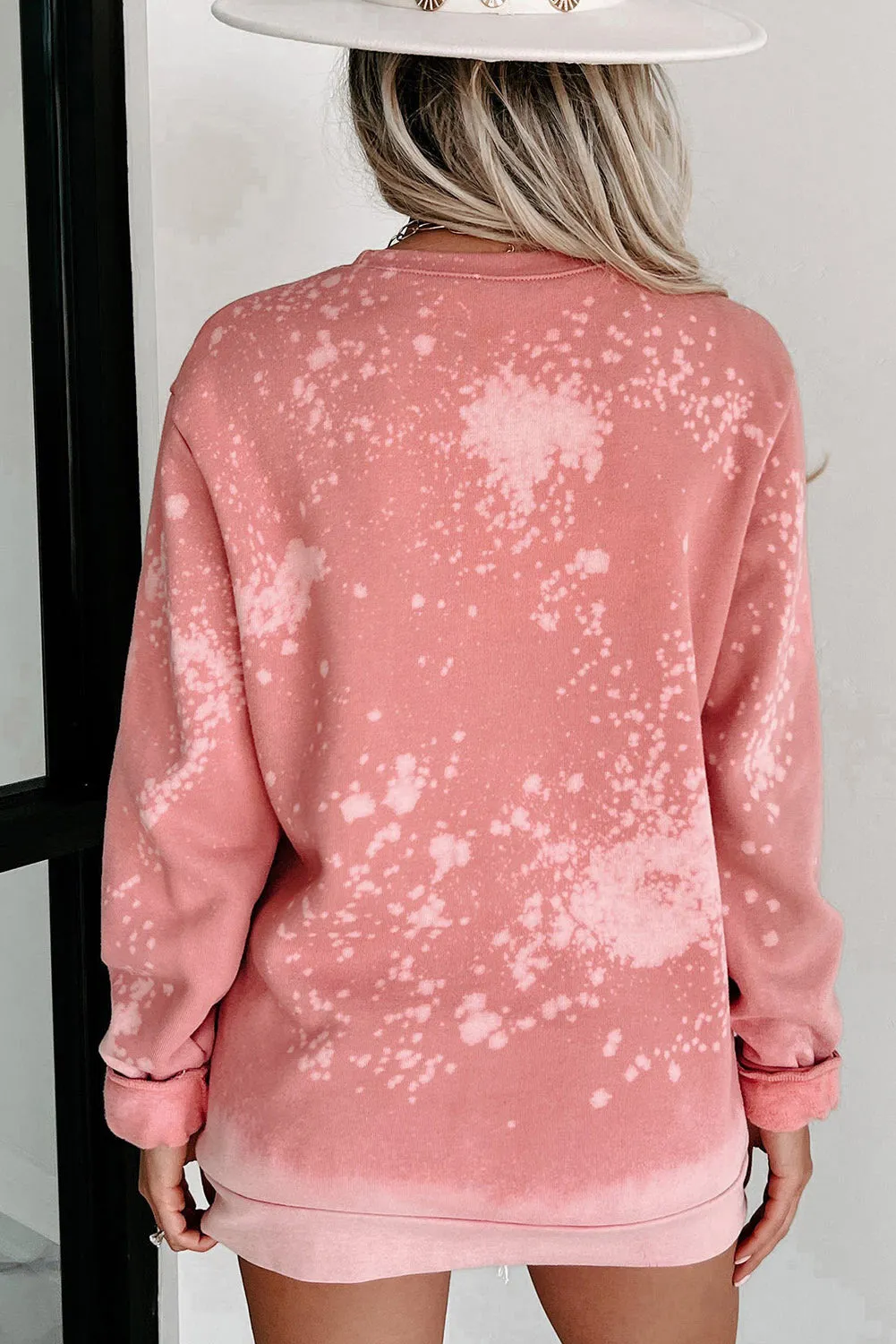 Pink Pumpkin Graphic Bleached Tie Dye Sweatshirt