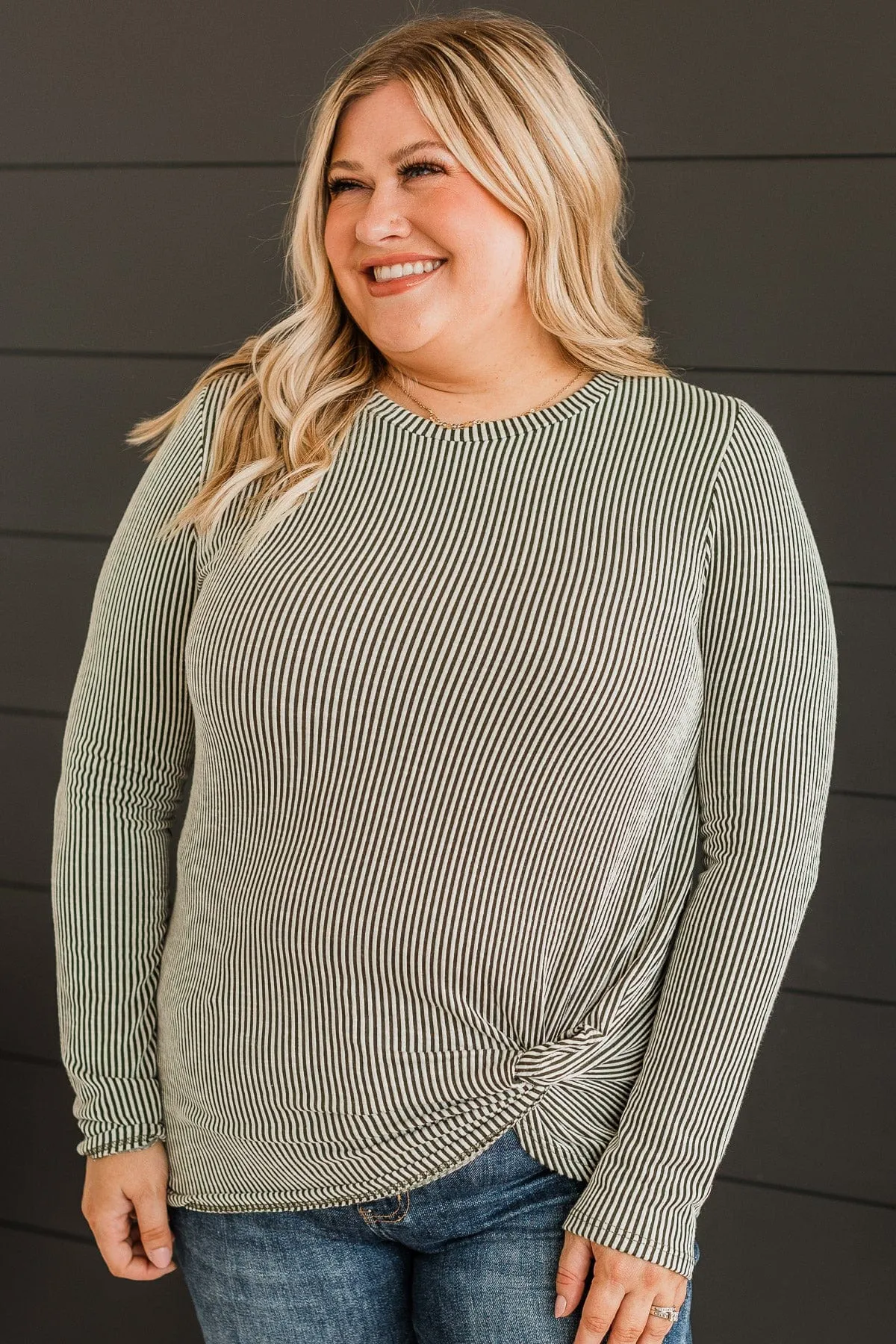 Play To Win Ribbed Knit Top- Olive