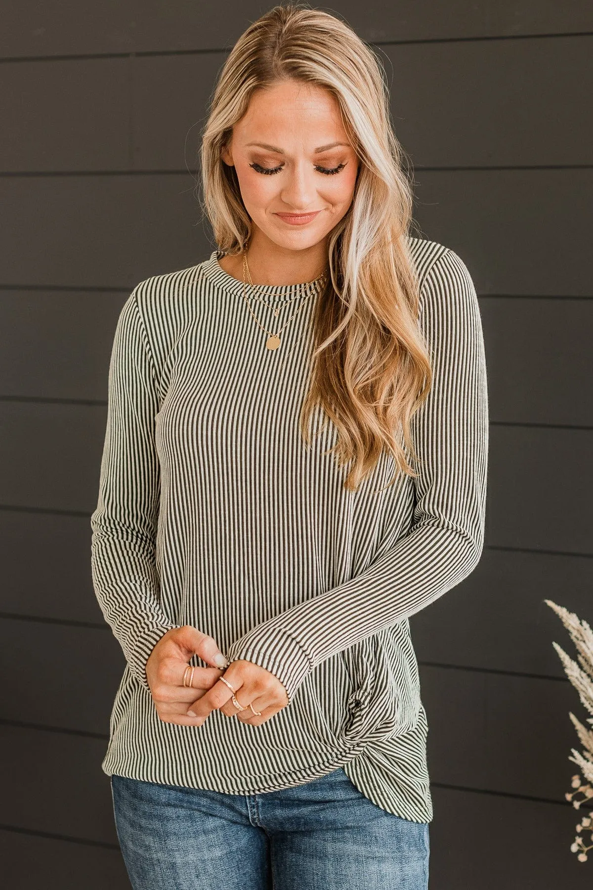 Play To Win Ribbed Knit Top- Olive