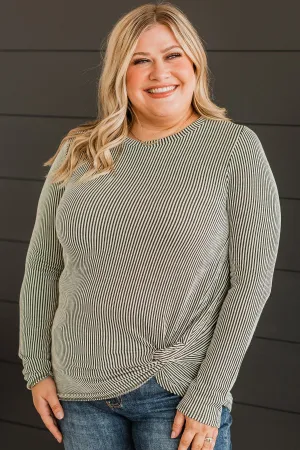 Play To Win Ribbed Knit Top- Olive