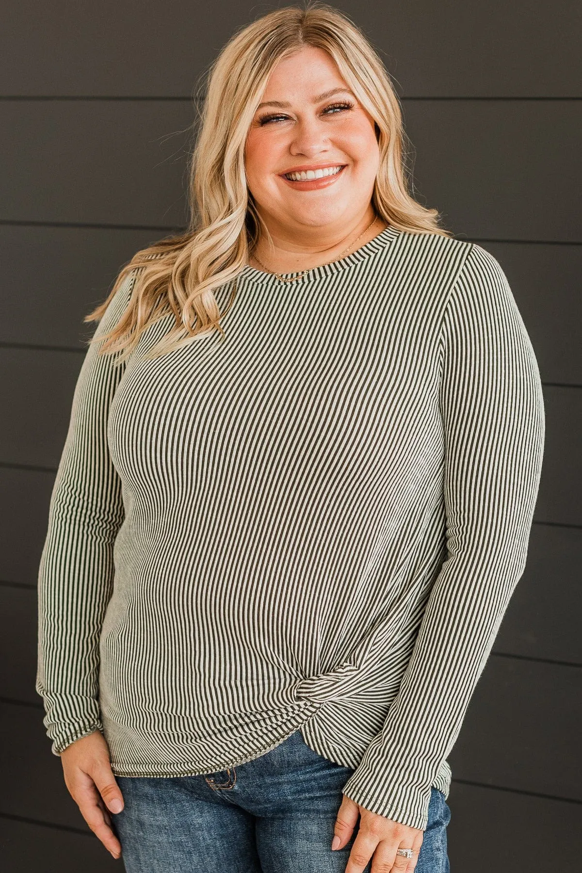 Play To Win Ribbed Knit Top- Olive