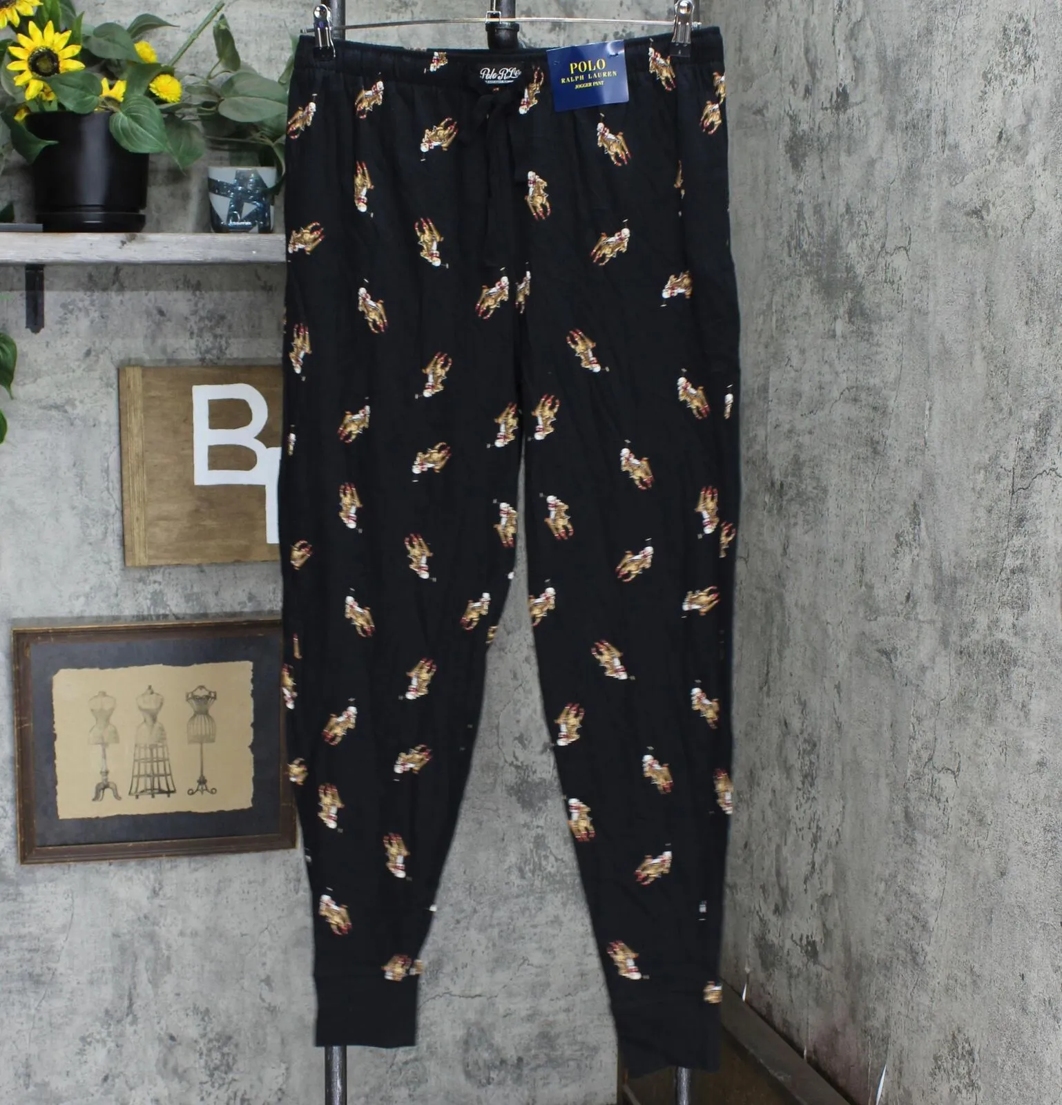 Polo Ralph Lauren Mens Knit Allover Logo Jogger Pajama Pants