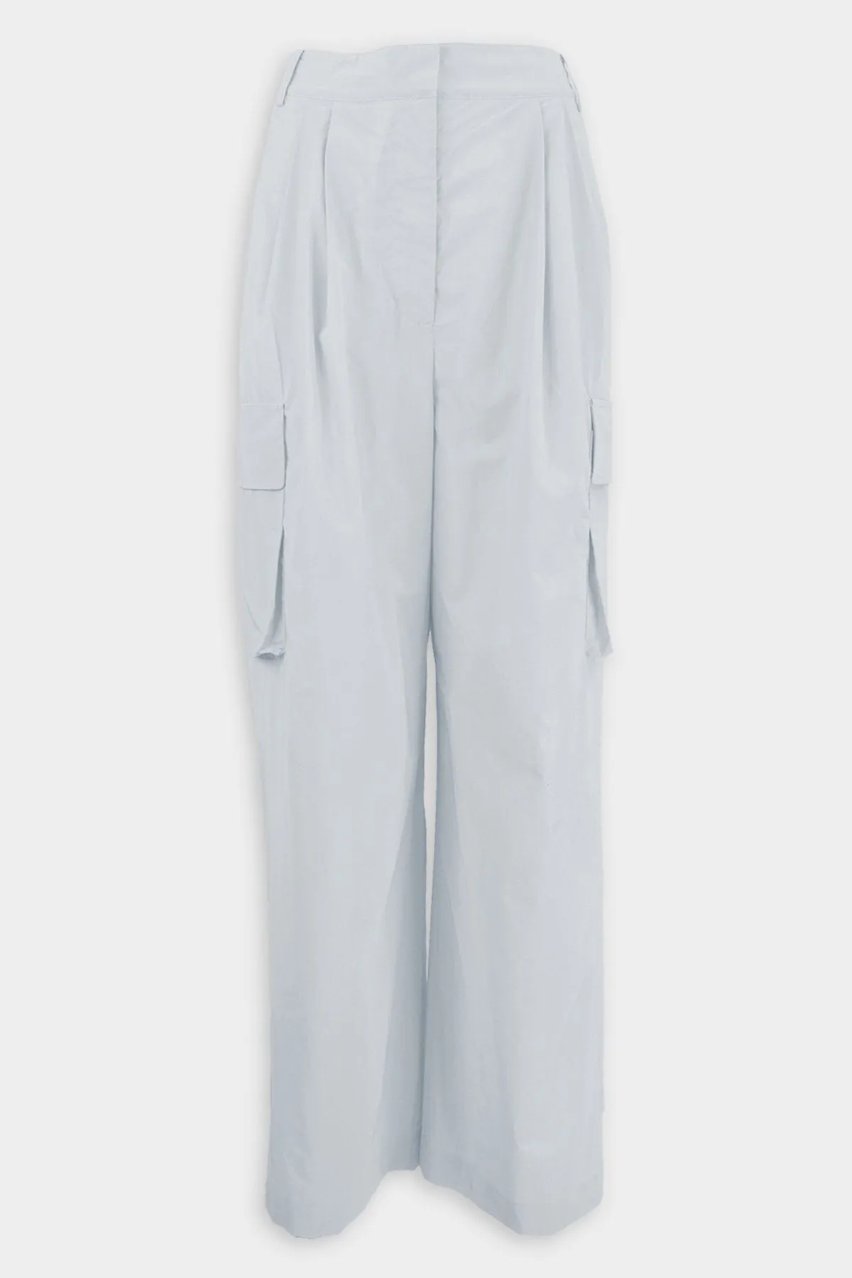 Powder Nylon Pleated Cargo Stella Pant in Blue Grey