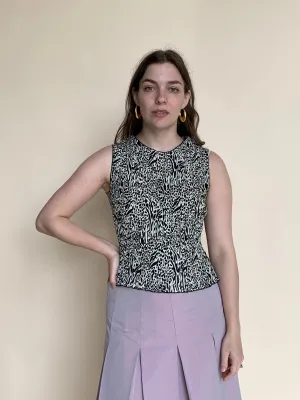 Printed pleated stretch top
