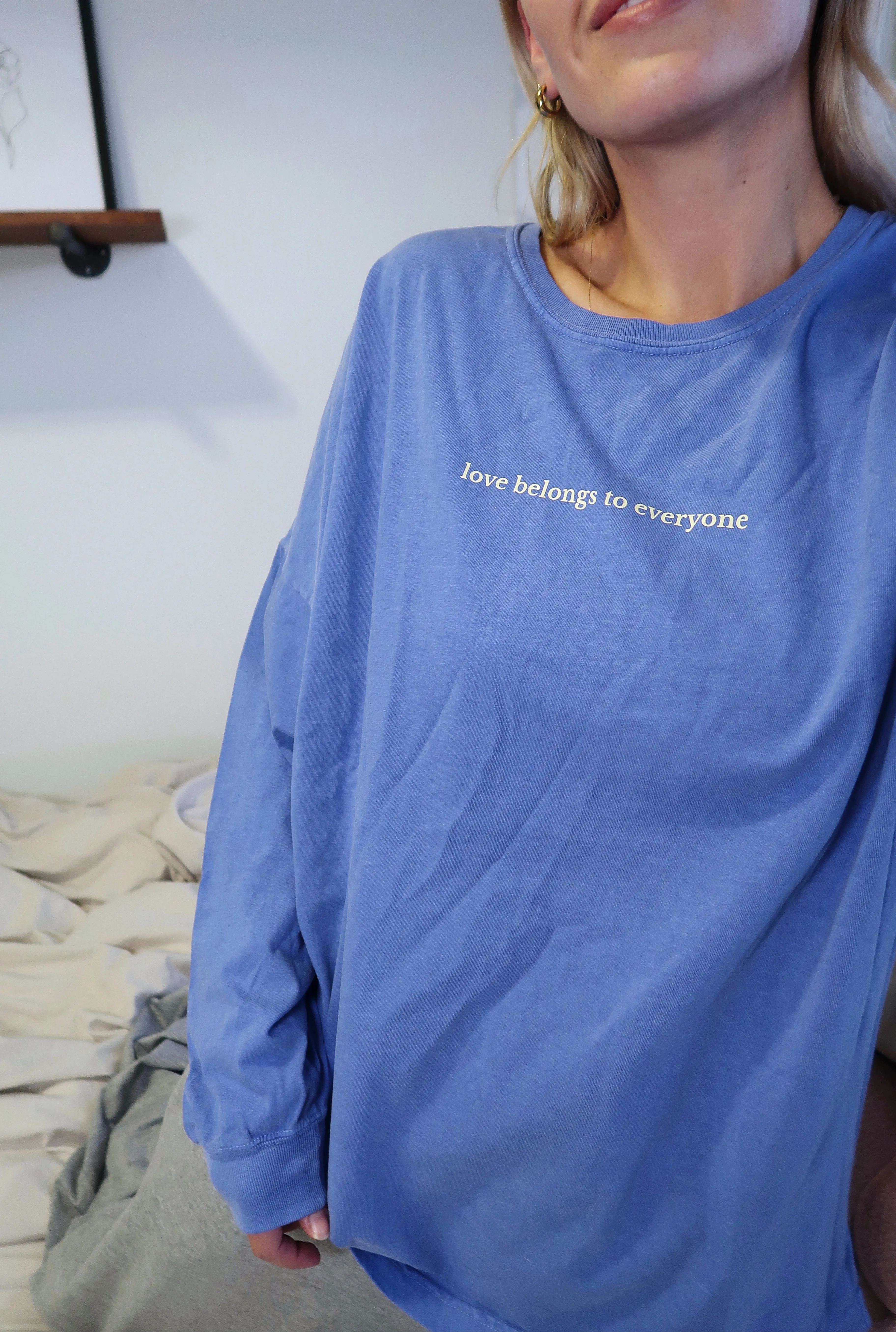 "LOVE BELONGS" OVERSIZED LONG SLEEVE (Ocean Blue)