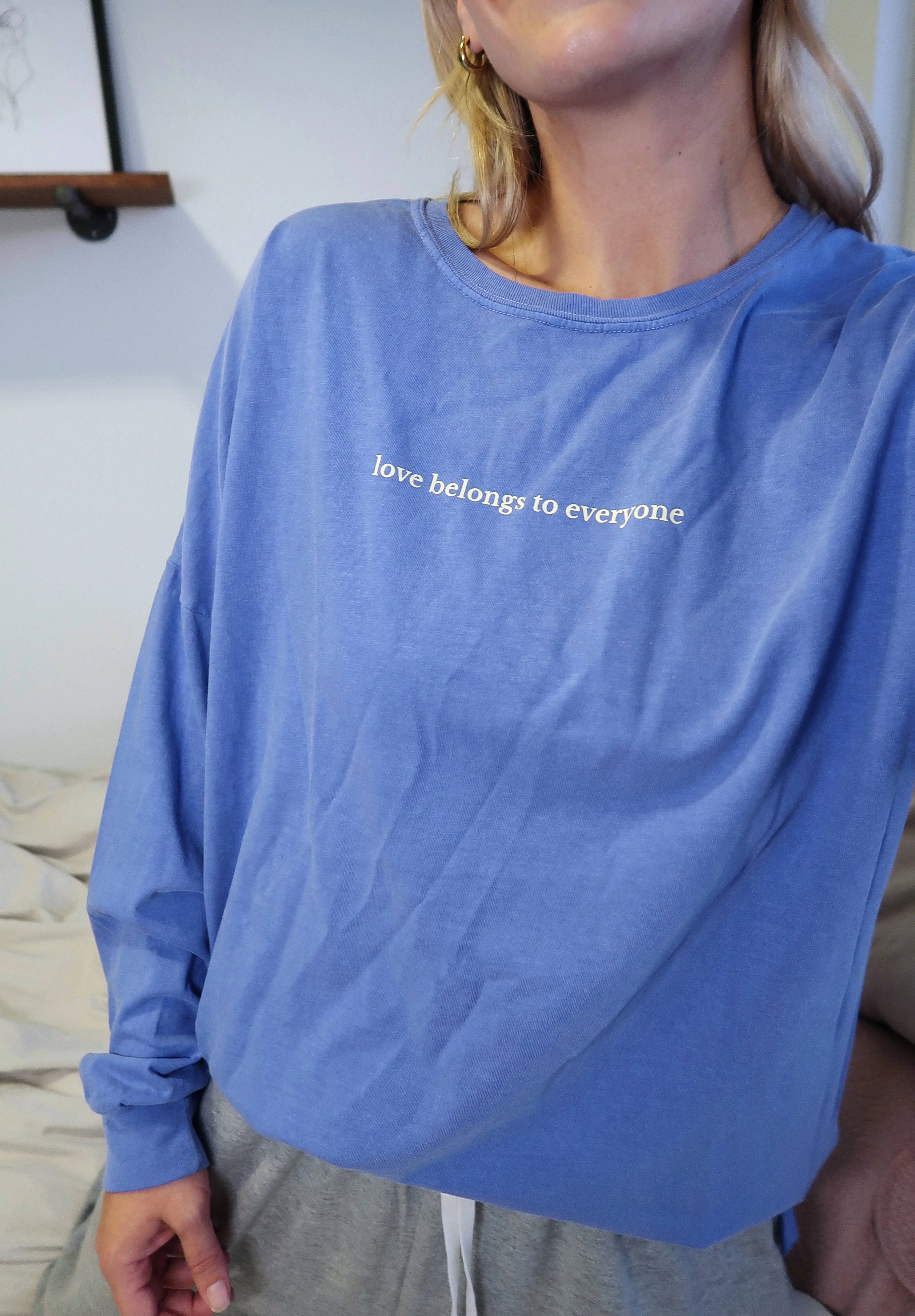 "LOVE BELONGS" OVERSIZED LONG SLEEVE (Ocean Blue)