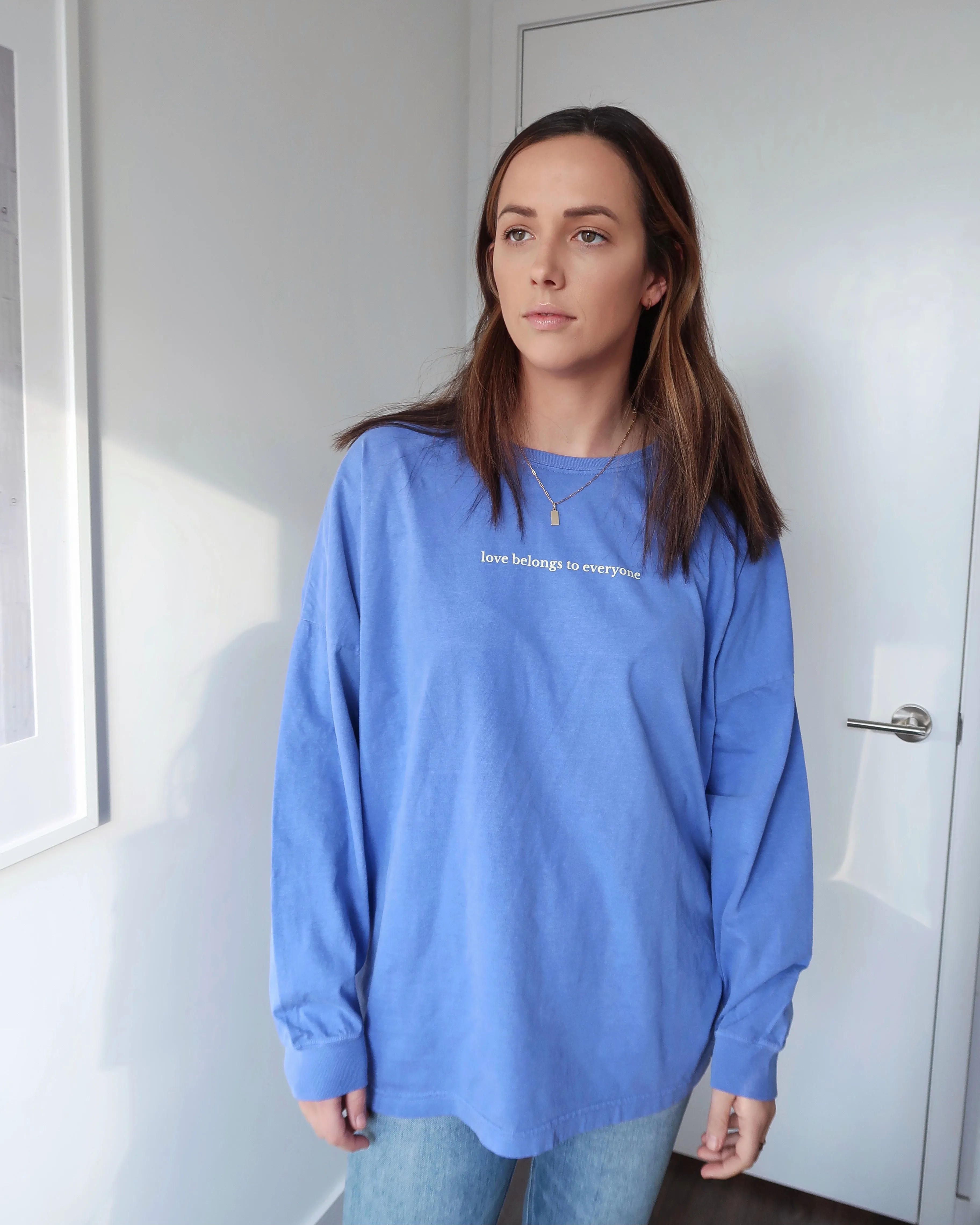 "LOVE BELONGS" OVERSIZED LONG SLEEVE (Ocean Blue)