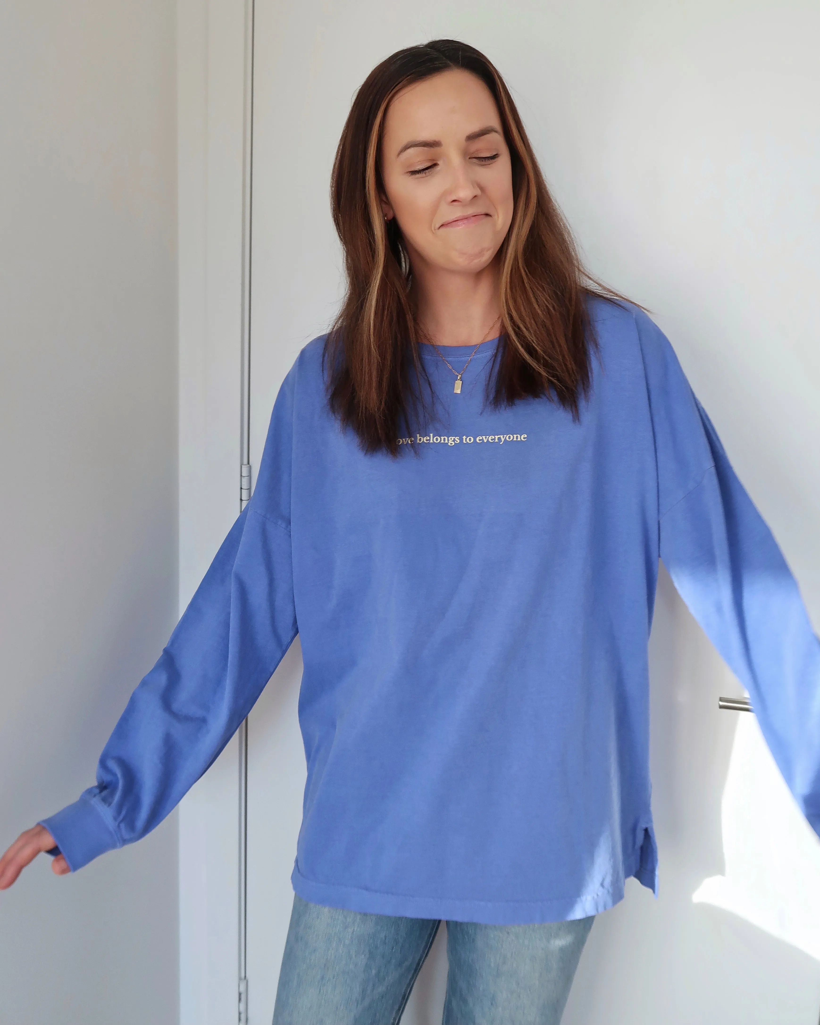 "LOVE BELONGS" OVERSIZED LONG SLEEVE (Ocean Blue)