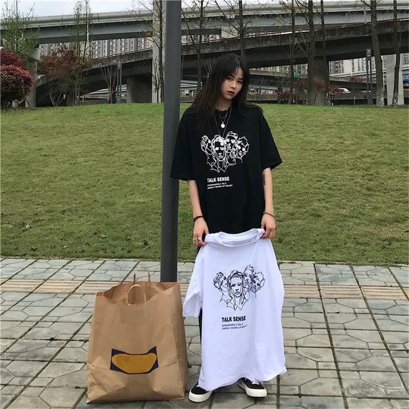 "TALK SENSE HARAJUKU PORTRAIT PRINT" TEE K102516