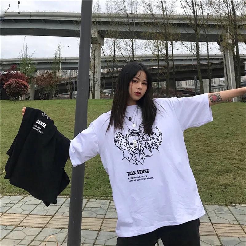"TALK SENSE HARAJUKU PORTRAIT PRINT" TEE K102516