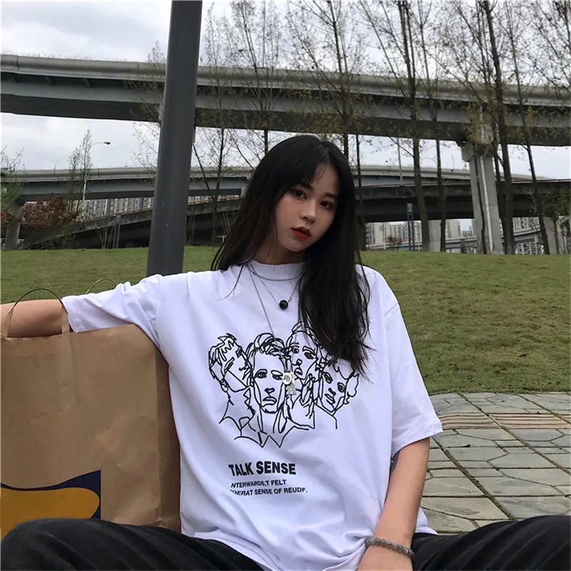 "TALK SENSE HARAJUKU PORTRAIT PRINT" TEE K102516