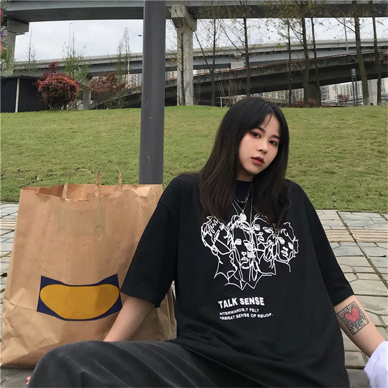 "TALK SENSE HARAJUKU PORTRAIT PRINT" TEE K102516