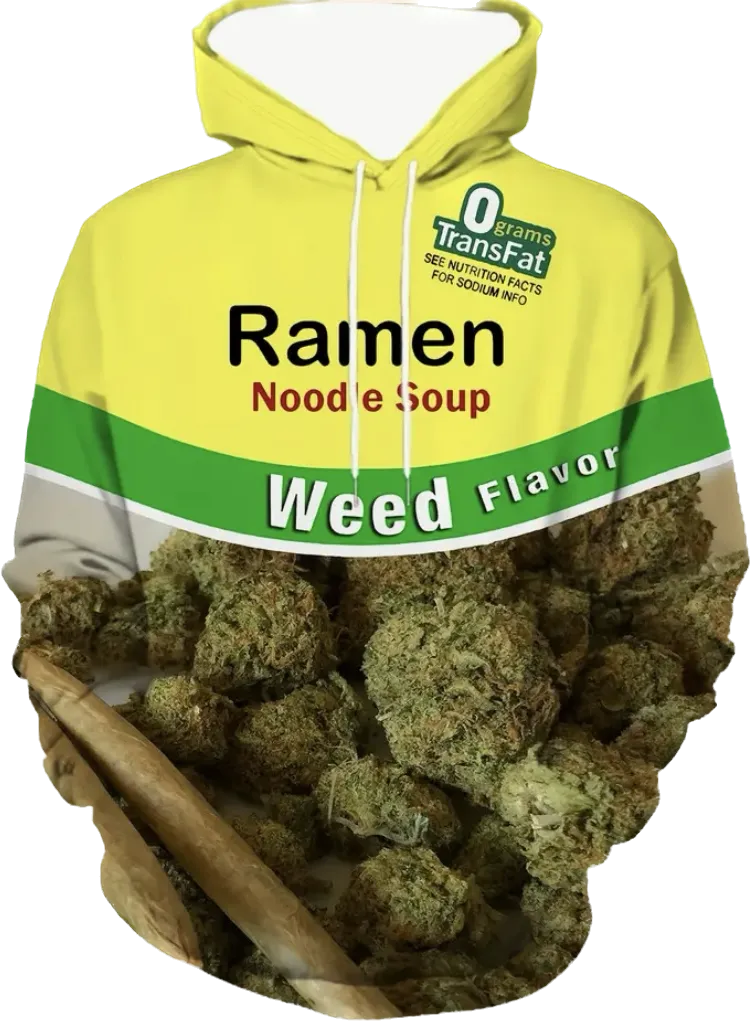 Ramen Weed 3D Graphic Pattern Print Hoodie.