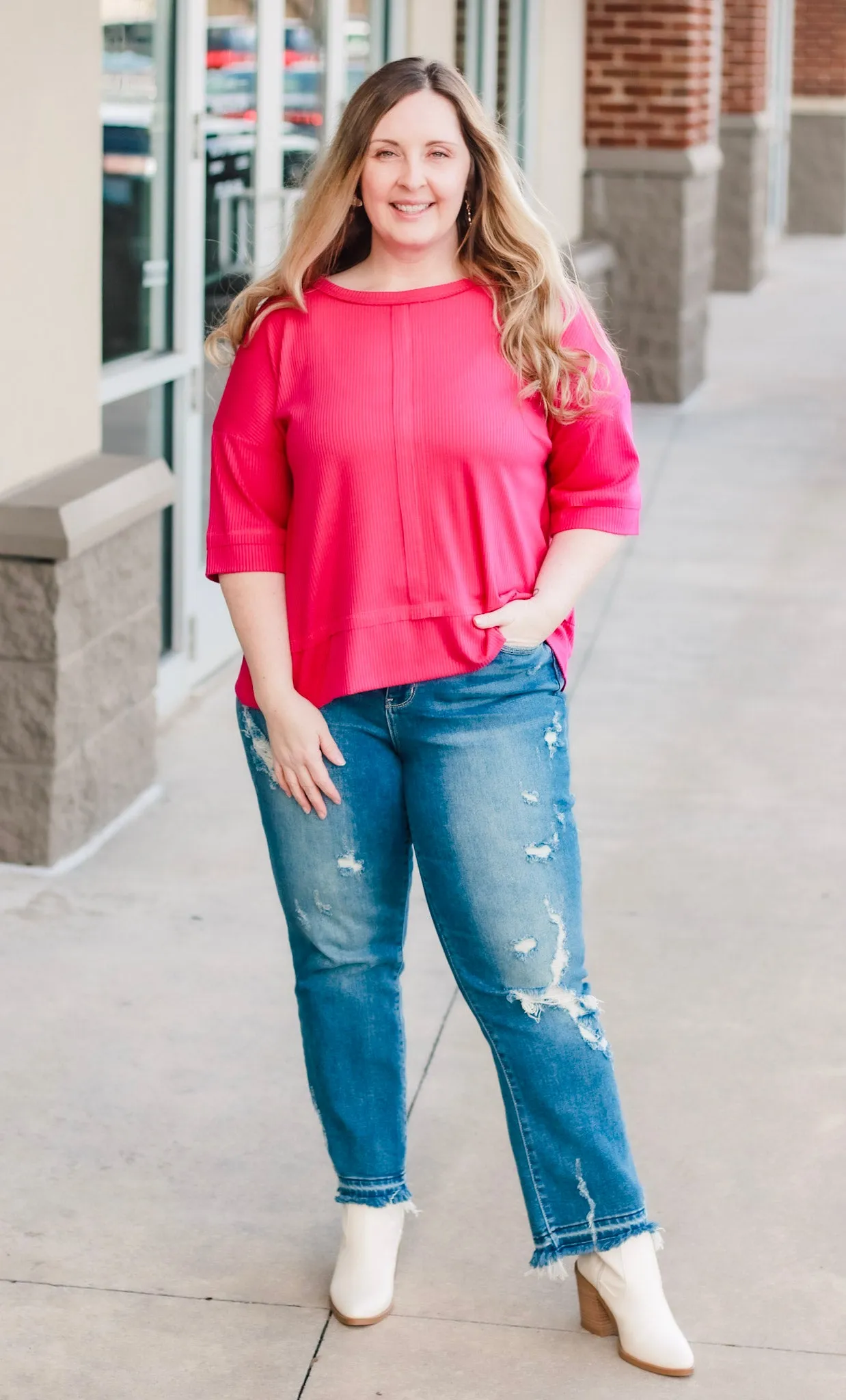 Ready for Spring Ribbed Top in Magenta
