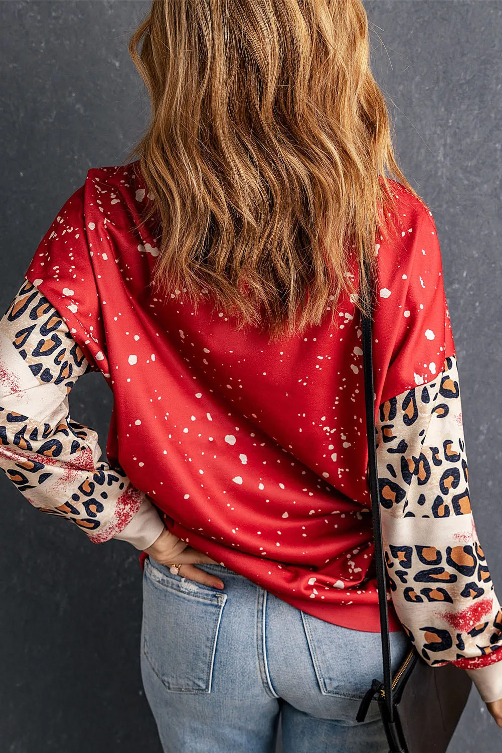 Red I WANNA BE A COWBOY BABY Leopard Bleached Sweatshirt