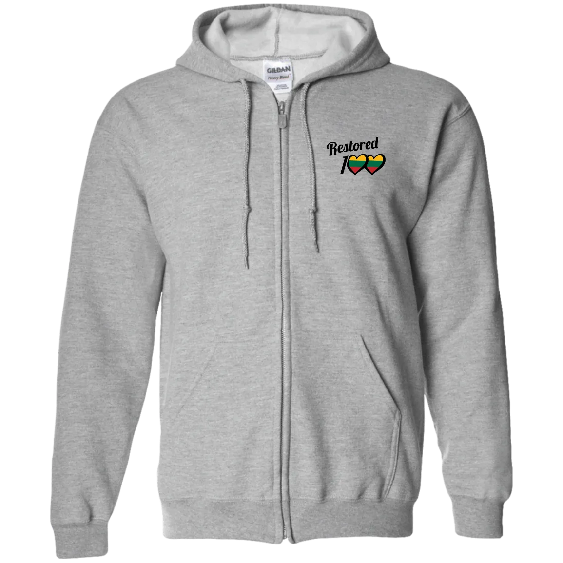 Restored 100 - Men/Women Unisex Comfort Full-Zip Hoodie