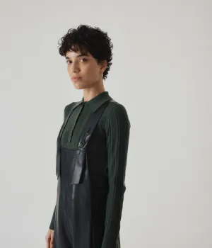 Ribbed Knit Polo in Pine
