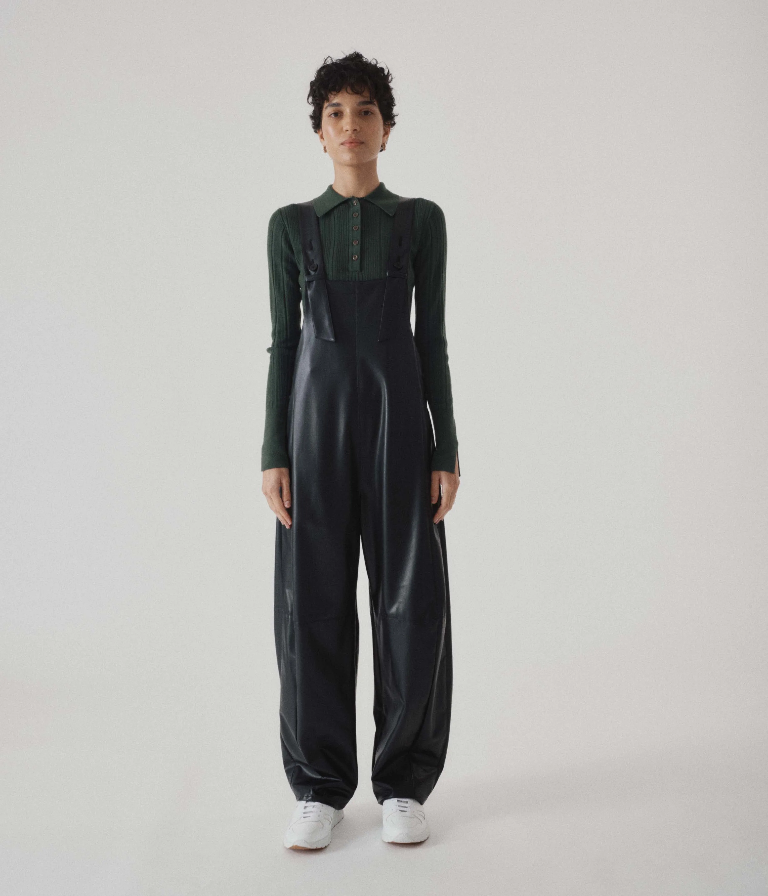 Ribbed Knit Polo in Pine