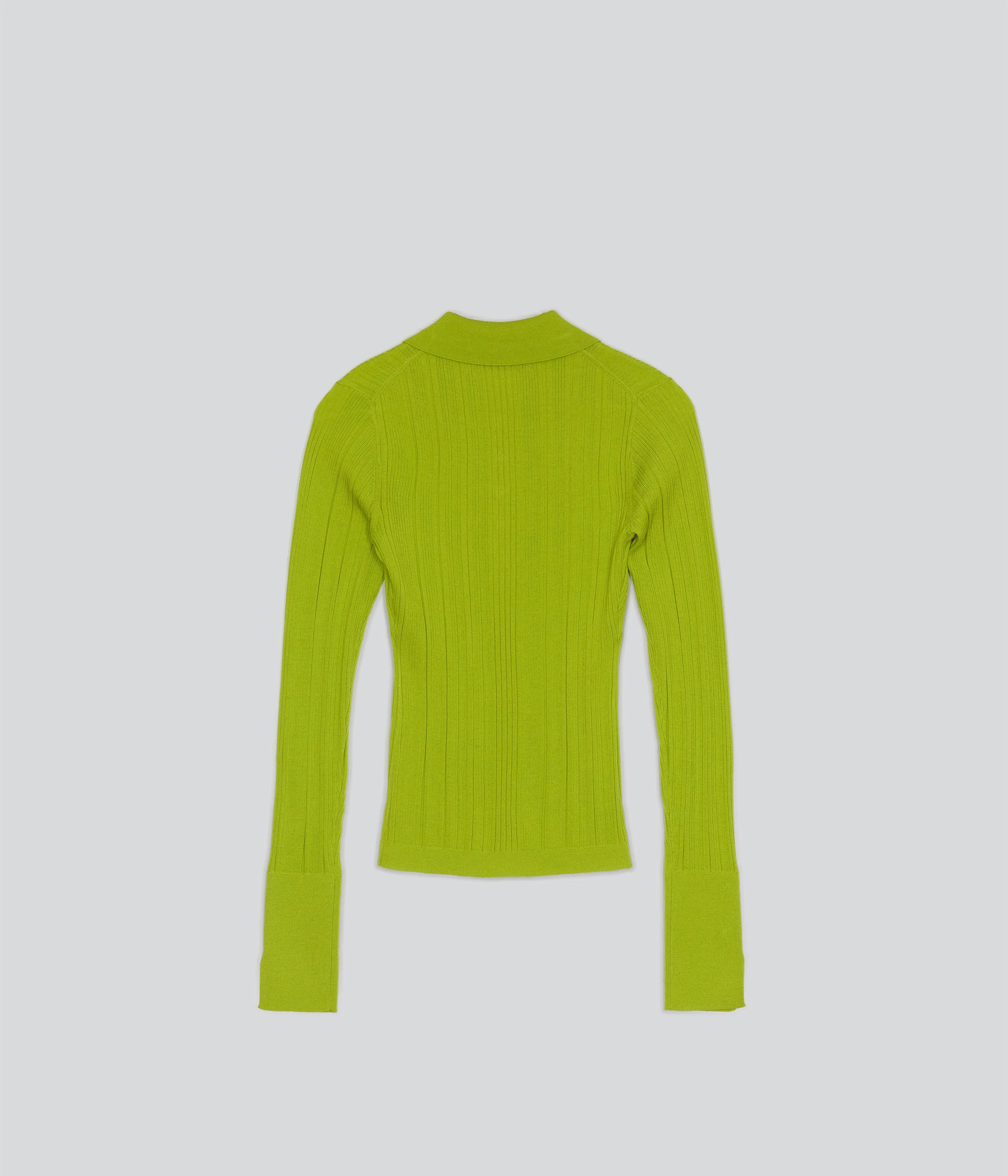 Ribbed Knit Polo in Wasabi