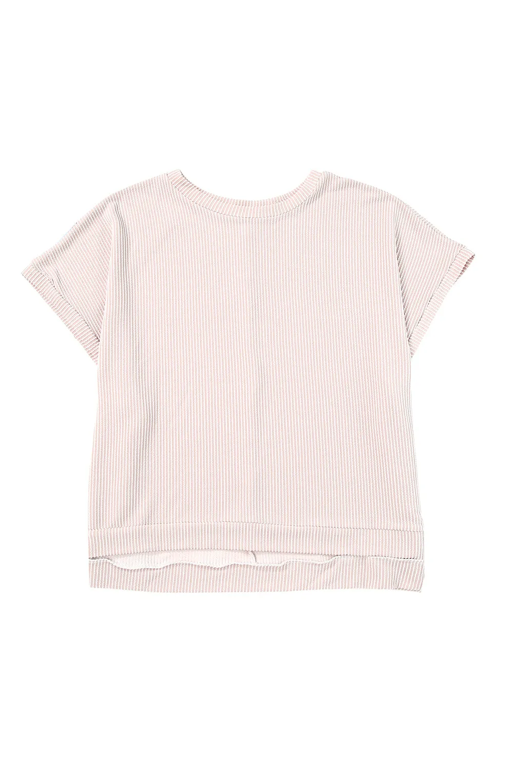 Ribbed Knit Tunic Oversized T Shirt
