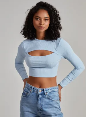 Ribbed Long Sleeve Letterbox Cropped Top