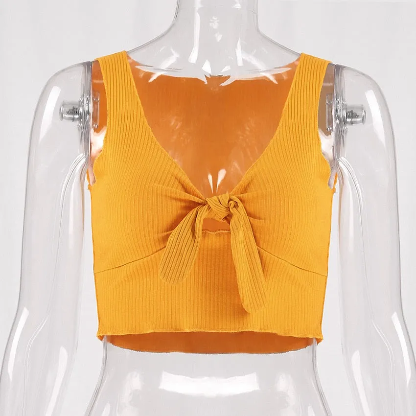Ribbed Mustard Crop Top