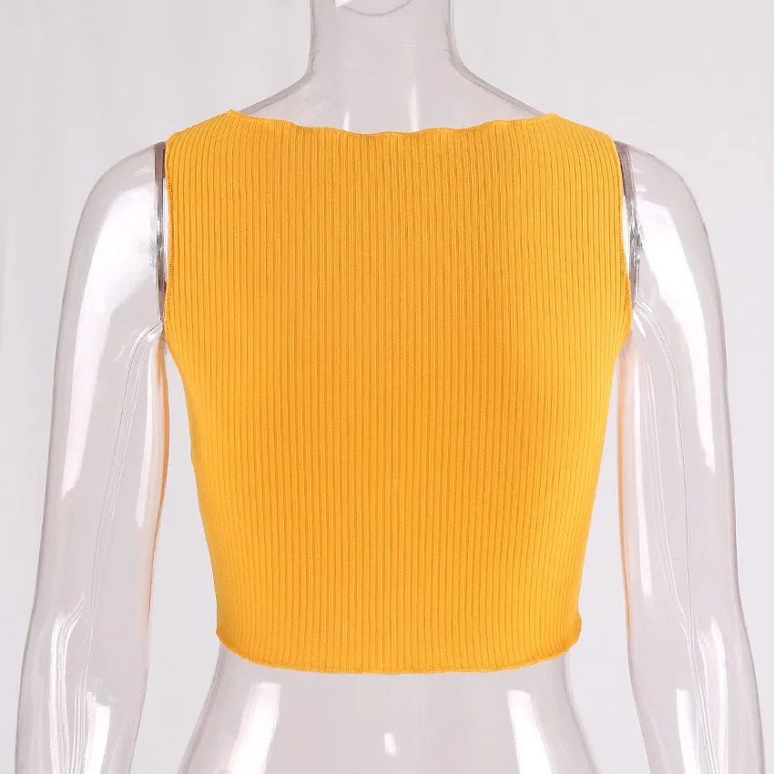 Ribbed Mustard Crop Top