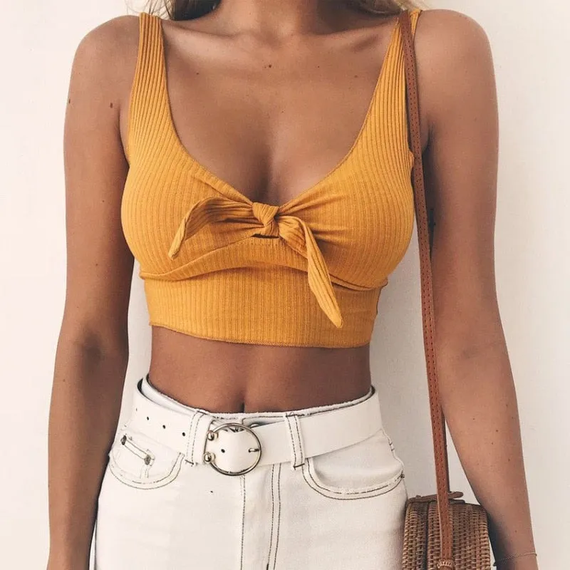 Ribbed Mustard Crop Top