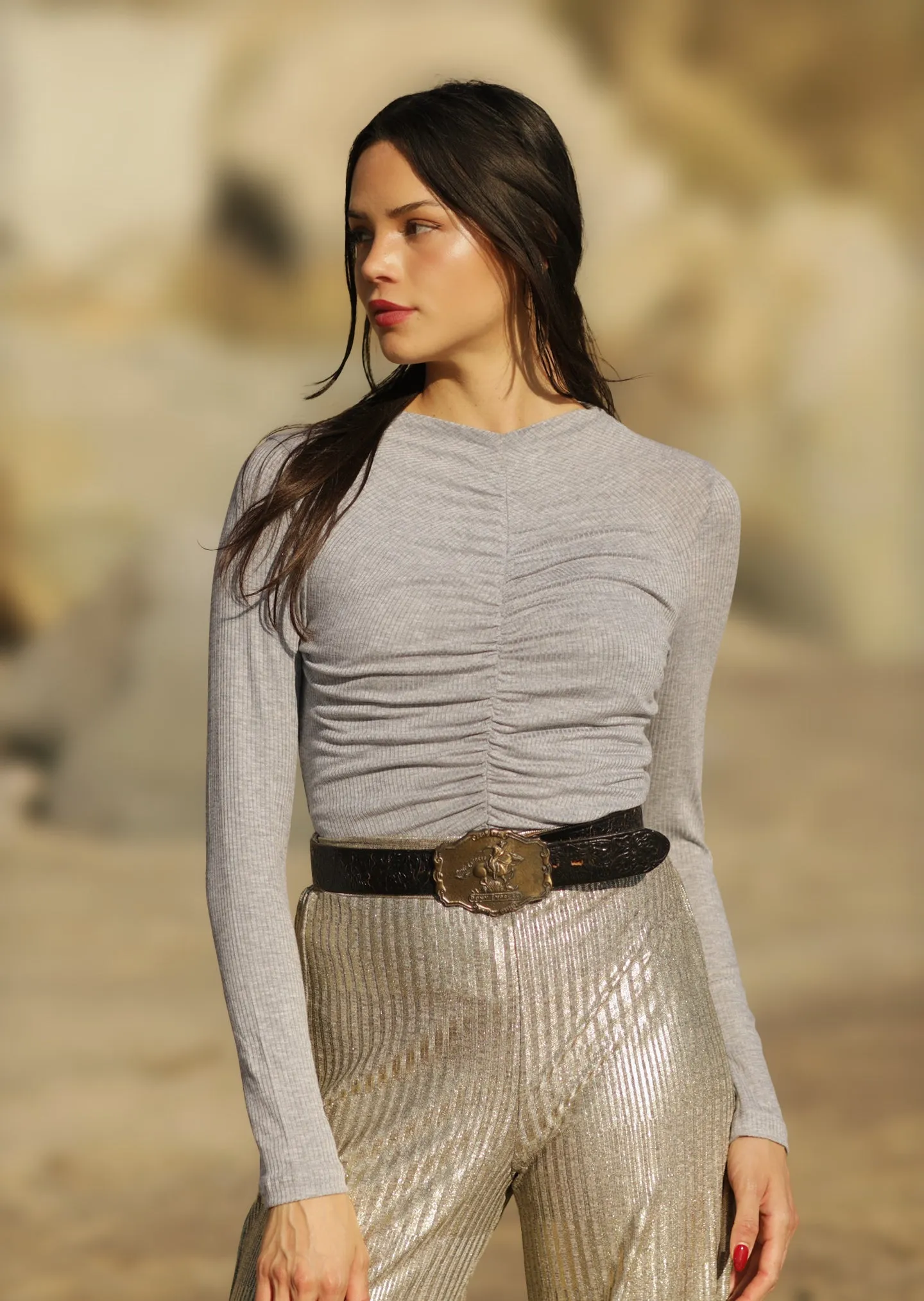 Ribbed Ruched Top