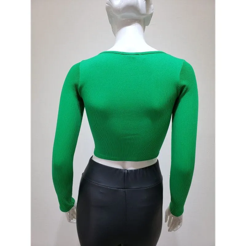 Ribbed Scoop Neck Seamless Crop Top
