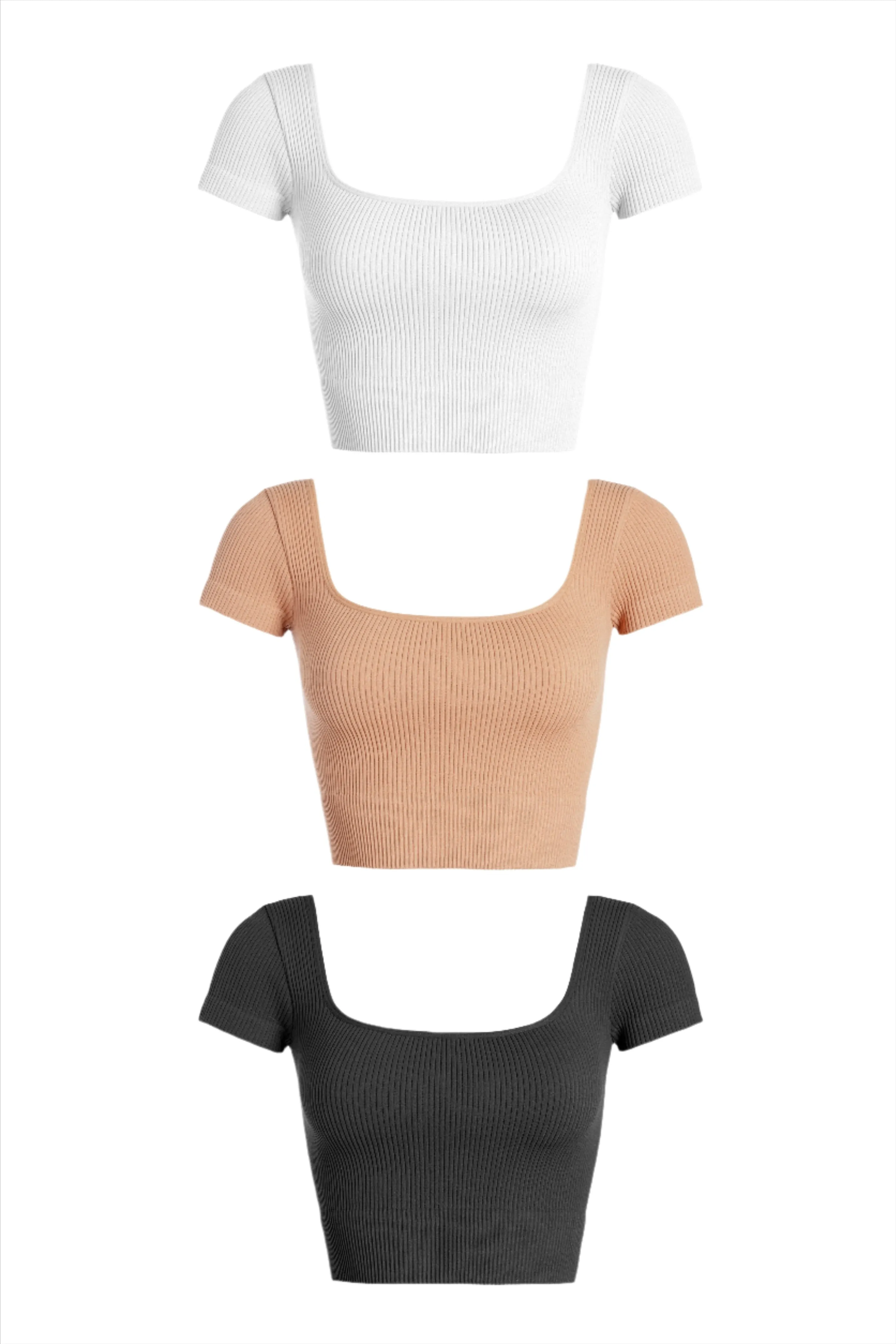 Ribbed Square Neck Crop Tee