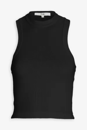 Ribbed T-Shirt Cropped Tank in Black