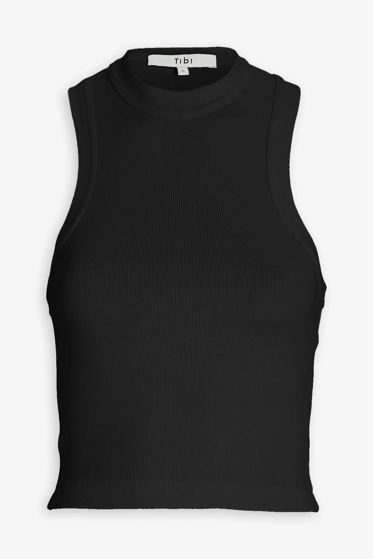 Ribbed T-Shirt Cropped Tank in Black