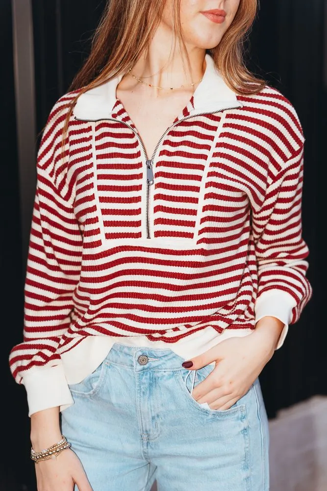 Ruby Striped 1/2 Zip Pullover T25405