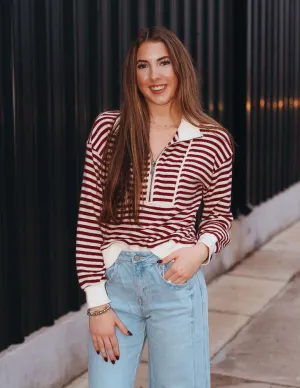 Ruby Striped 1/2 Zip Pullover T25405