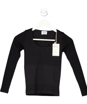 Ruey Black Long Sleeve Scoop Neck Tee UK S