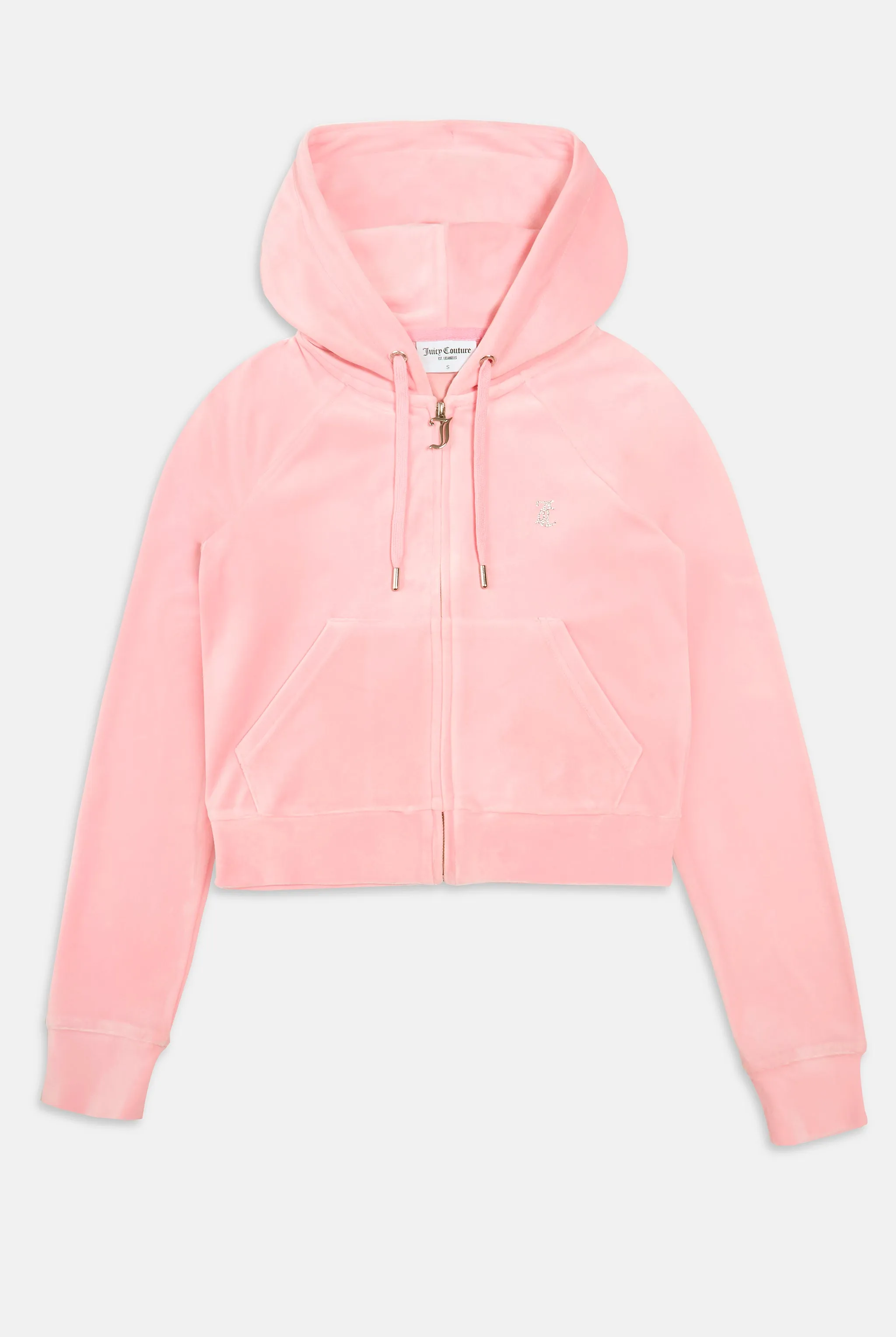 'SAGITTARIUS' JUICY PINK DIAMANTÉ VELOUR ZIP-THROUGH HOODIE